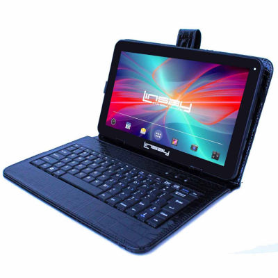 10.1" Quad Core 2GB RAM 32GB Storage Android 12 Tablet with Black Crocodile Style Leather Keyboard"