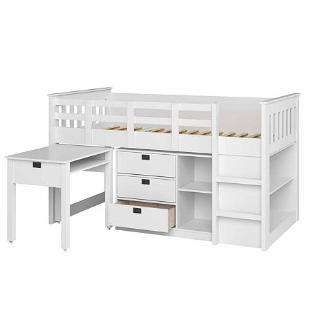 Madison 4 Pc All-In-One Loft Bed, One Size, White