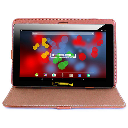 10.1 1280x800 IPS 2GB RAM 32GB Storage Android 12 Tablet With Black Leather Case, One Size, Brown