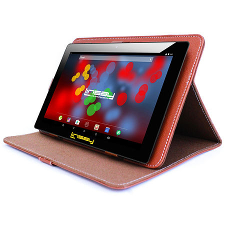 10.1 1280x800 IPS 2GB RAM 32GB Storage Android 12 Tablet With Black Leather Case, One Size, Brown