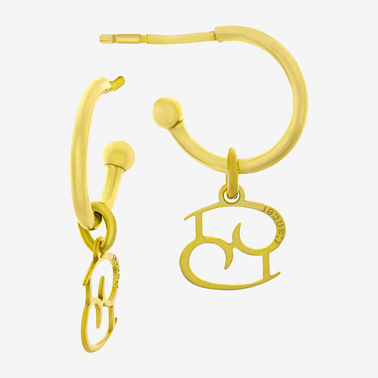 18K Gold Plated Sterling Silver "Cancer" Zodiac Symbol 3/4 Hoop Earrings"