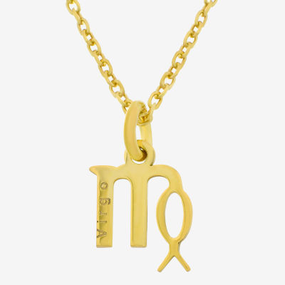 18K Gold Plated Sterling Silver "Virgo" Zodiac Symbol Pendant 16+2"