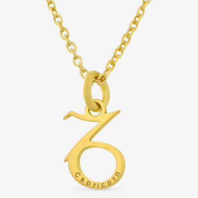18K Gold Plated Sterling Silver "Capricorn" Zodiac Symbol Pendant 16+2"