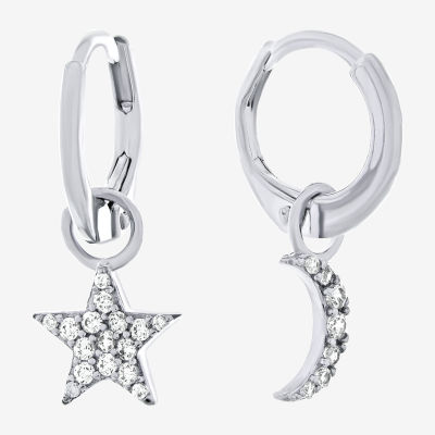 Diamonart 3/4 CT. T.W. White Cubic Zirconia Sterling Silver Star Drop Earrings