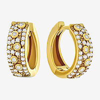 Diamonart 3/4 CT. T.W. Simulated White Cubic Zirconia 14K Gold Over Silver 15.1mm Round Hoop Earrings, One Size