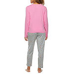 Sleep Chic Womens Crew Neck Long Sleeve 2-pc. Pant Pajama Set