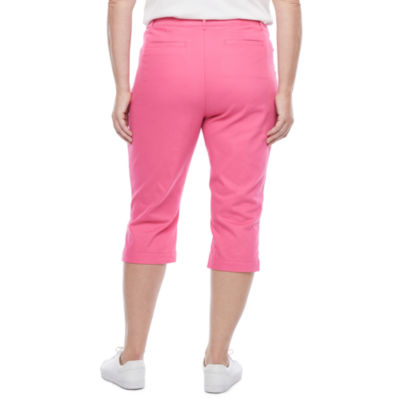 St. John's Bay Secretly Slender Mid Rise Plus Capris | Pink | Plus 24W | Capris + Cropped Capris
