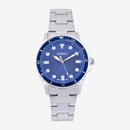 Geneva Mens Silver Tone Bracelet Watch Mac8120jc, One Size