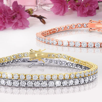 Womens 5 CT. T.W. Lab Created White Moissanite 18K Gold Over Silver Tennis Bracelet