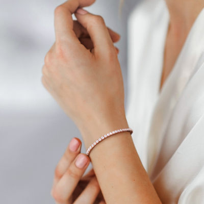 Womens 5 CT. T.W. Lab Created White Moissanite 18K Gold Over Silver Tennis Bracelet