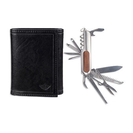 Dockers Mens Trifold Wallet With Multi Tool Set, One Size , Black
