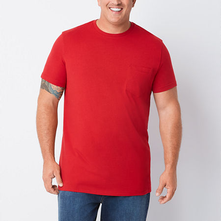 St. John's Bay Super Soft Big and Tall Mens Crew Neck Short Sleeve Moisture Wicking Pocket T-Shirt, 5x-large Tall, Red
