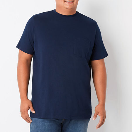 St. John's Bay Super Soft Big and Tall Mens Crew Neck Short Sleeve Moisture Wicking Pocket T-Shirt, 5x-large, Blue