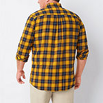 St. John's Bay Big and Tall Mens Classic Fit Long Sleeve Plaid Button-Down Flannel Shirt
