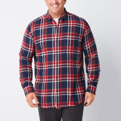 St. John's Bay Big and Tall Mens Classic Fit Long Sleeve Plaid Button-Down Flannel Shirt