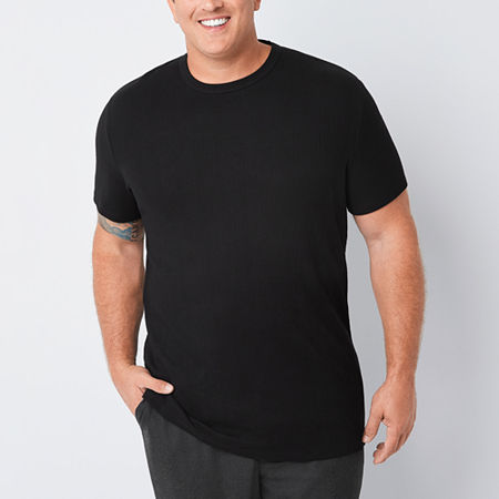 Shaquille O'Neal XLG Big and Tall Ribbed Mens Crew Neck Short Sleeve T-Shirt, 4x-large Tall, Black