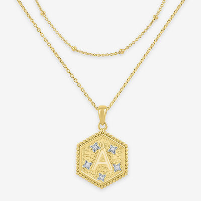 Diamond Addiction Intial "A" Womens 2-pc. Accent Mined White 14K Gold Over Silver Necklace Set