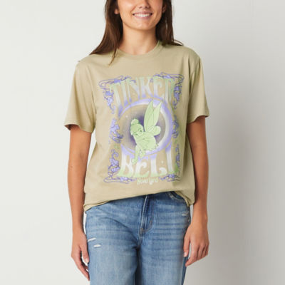 Juniors Boyfriend Tee Womens Crew Neck Short Sleeve Tinker Bell Graphic T-Shirt