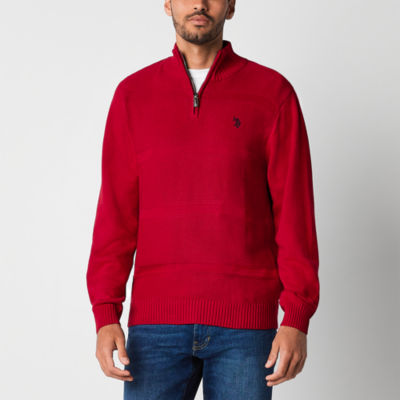 U.S. Polo Assn. Quarter-Zip Mens Mock Neck Long Sleeve Pullover Sweater