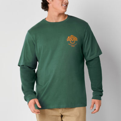 Arizona Big and Tall Mens Crew Neck Long Sleeve Regular Fit Graphic T-Shirt