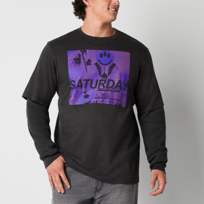 Arizona Big and Tall Mens Crew Neck Long Sleeve Regular Fit Graphic T-Shirt