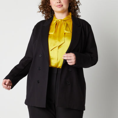 Worthington Plus Womens Relaxed Double Breasted Blazer