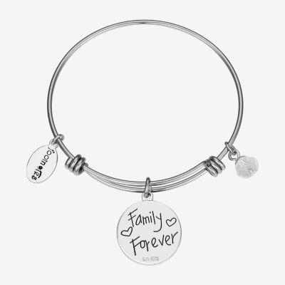 Footnotes Tree Stainless Steel Semisolid Round Bangle Bracelet