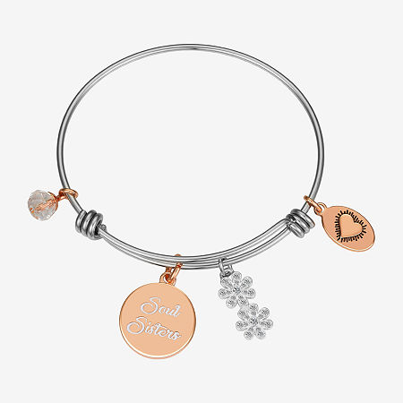 Footnotes Soul Sister Womens Stainless Steel Flower Round Bangle Bracelet