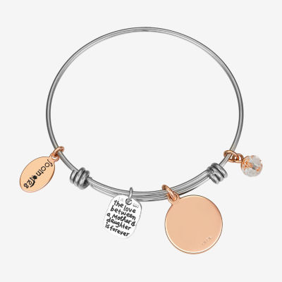 Footnotes Mother & Daughter Stainless Steel Semisolid Round Bangle Bracelet