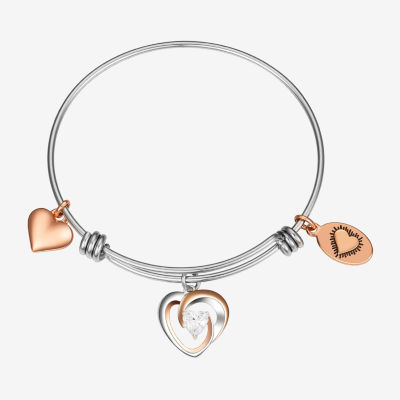 Footnotes Grandma Stainless Steel Semisolid Heart Bangle Bracelet