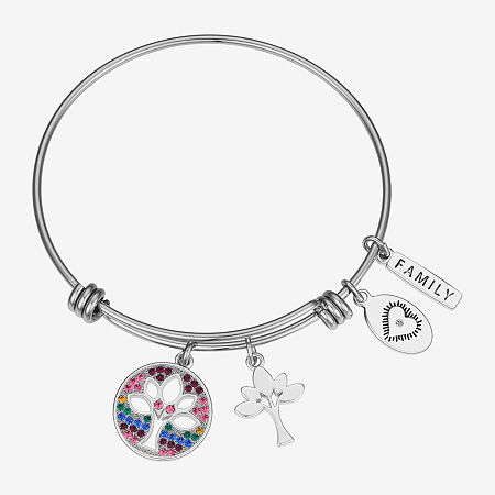 Footnotes Family Tree Stainless Steel Semisolid Round Bangle Bracelet, One Size