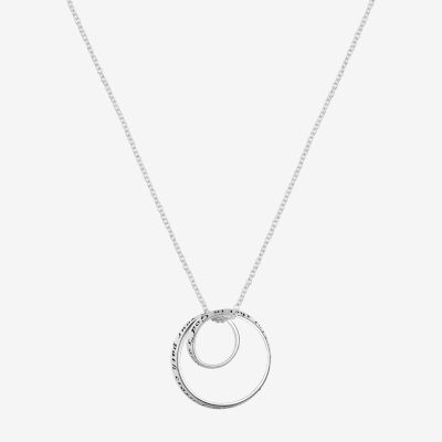 Footnotes Thankful Sterling Silver 16 Inch Cable Round Pendant Necklace