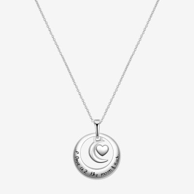 Footnotes Sterling Silver 16 Inch Cable Moon Round Pendant Necklace