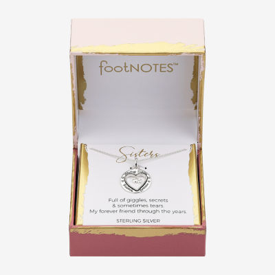 Footnotes Sisters Womens Sterling Silver Round Pendant Necklaces