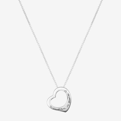 Footnotes Daughter Sterling Silver 16 Inch Cable Heart Pendant Necklace