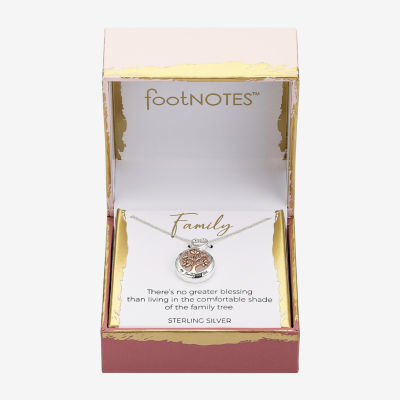 Footnotes Family Tree Womens Sterling Silver Round 16 Inch Pendant Necklace