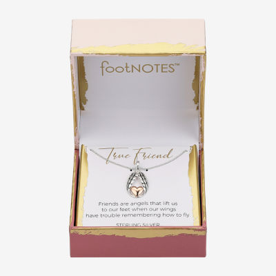 Footnotes Womens Sterling Silver Heart Wing 16 Inch Pendant Necklace