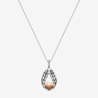 Footnotes Womens Sterling Silver Heart Wing 16 Inch Pendant Necklace