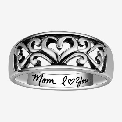 Footnotes Filigree Mom Sterling Silver Heart Band