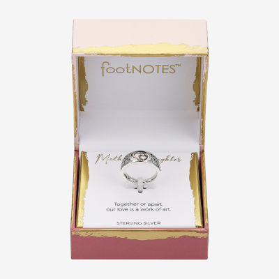 Footnotes Mother & Daughter Filigree Womens 3MM Sterling Silver Heart Band