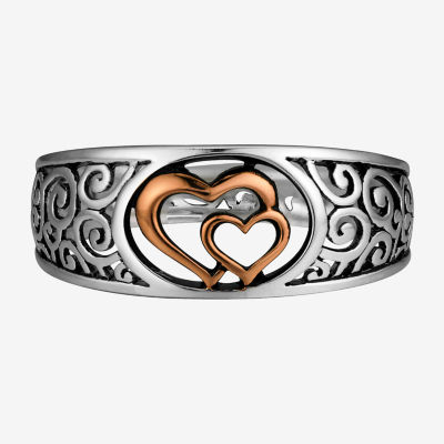 Footnotes Mother & Daughter Filigree Sterling Silver Heart Band