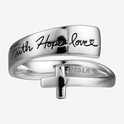 Footnotes Faith Sterling Silver Cross Bypass Band