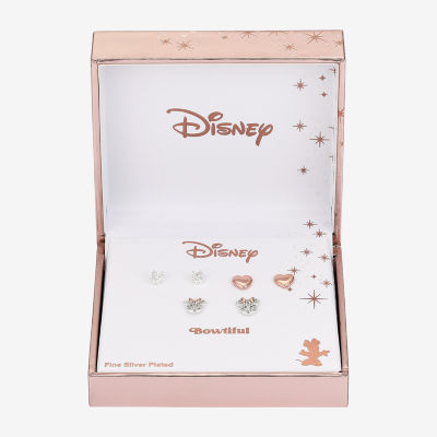 Disney Classics Stud 3 Pair Cubic Zirconia Heart Minnie Mouse Earring Set
