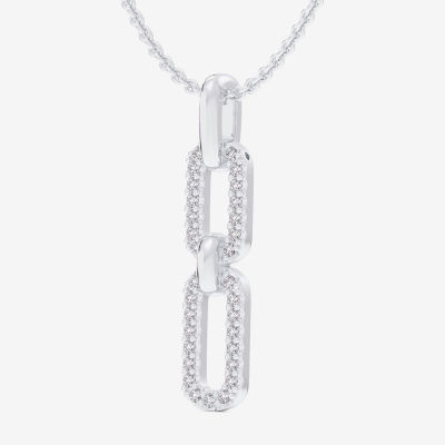 G-H / Si1-Si2) Womens 1/ CT. T.W. Lab Grown White Diamond 10K White Gold Pendant Necklace
