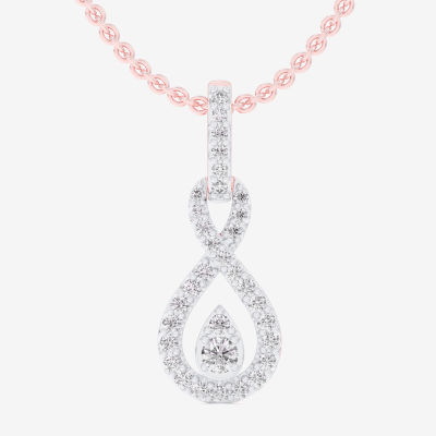 G-H / Si1-Si2) Womens 1/ CT. T.W. Lab Grown White Diamond 10K Rose Gold Pendant Necklace