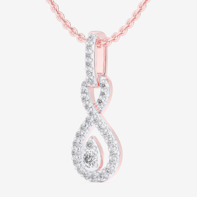 G-H / Si1-Si2) Womens 1/ CT. T.W. Lab Grown White Diamond 10K Rose Gold Pendant Necklace