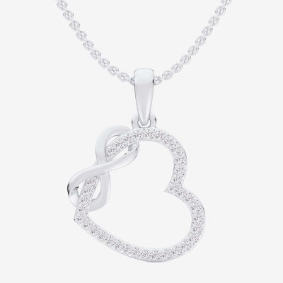 G-H / Si1-Si2) Womens 1/5 CT. T.W. Lab Grown White Diamond 10K White Gold Heart Pendant Necklace