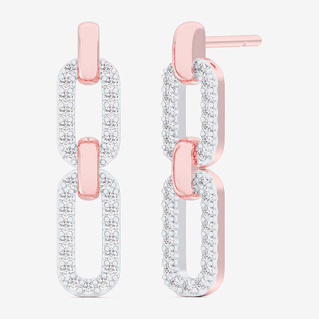 (G-H / Si1-Si2) 1/4 CT. T.W. Lab Grown White Diamond 10K Rose Gold Paperclip Drop Earrings, One Size -  FINE JEWELRY, 27016670018