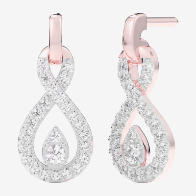 (G-H / Si1-Si2) 1/4 CT. T.W. Lab Grown White Diamond 10K Rose Gold Drop Earrings