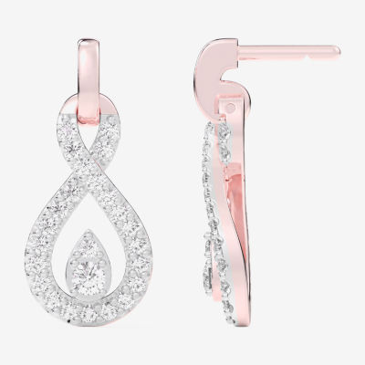 (G-H / Si1-Si2) 1/4 CT. T.W. Lab Grown White Diamond 10K Rose Gold Drop Earrings